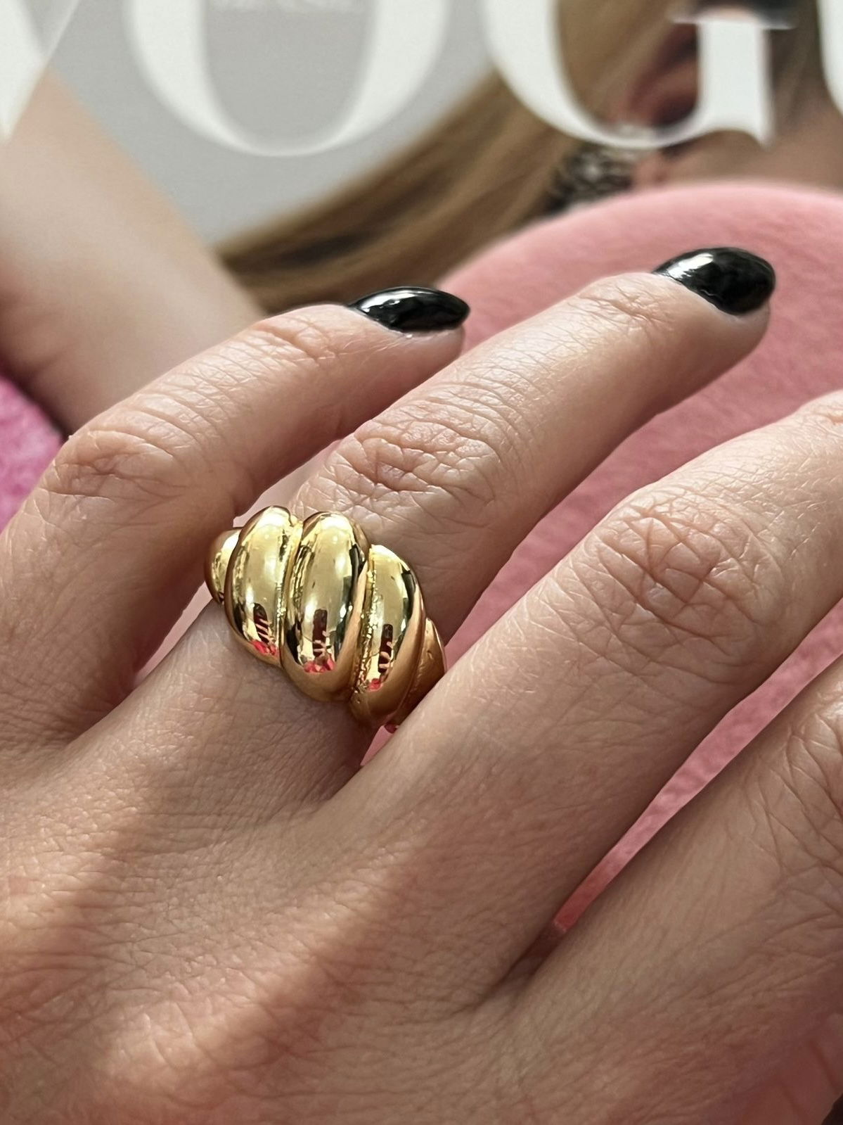 Anel Croissant Maior em Banho de Ouro