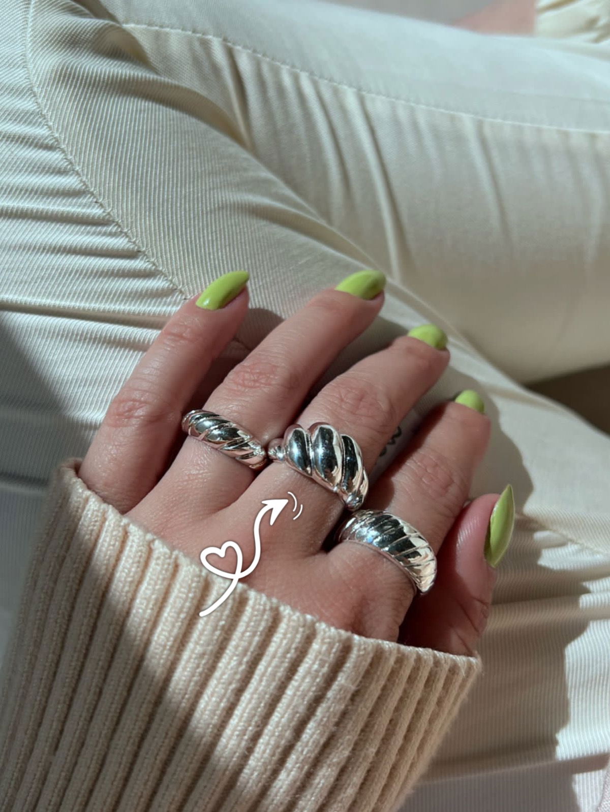 Anel Croissant Maior em Banho de Prata