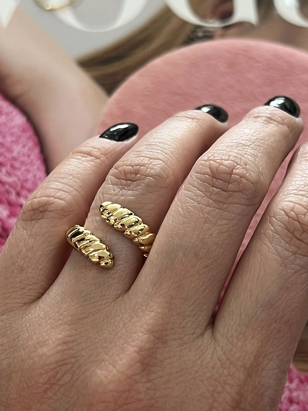 Anel Croissant Regulável em Banho de Ouro