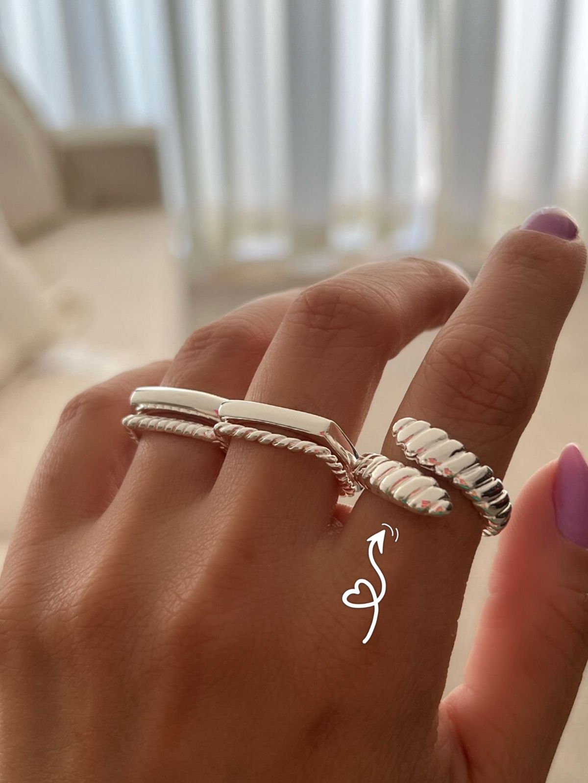 Anel Croissant Regulável em Banho de Prata