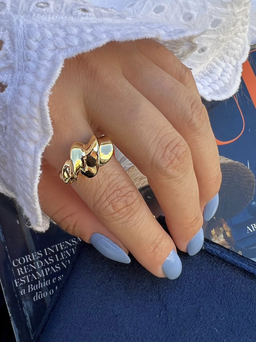 Anel Croissant Robusto Regulável em Banho de Ouro