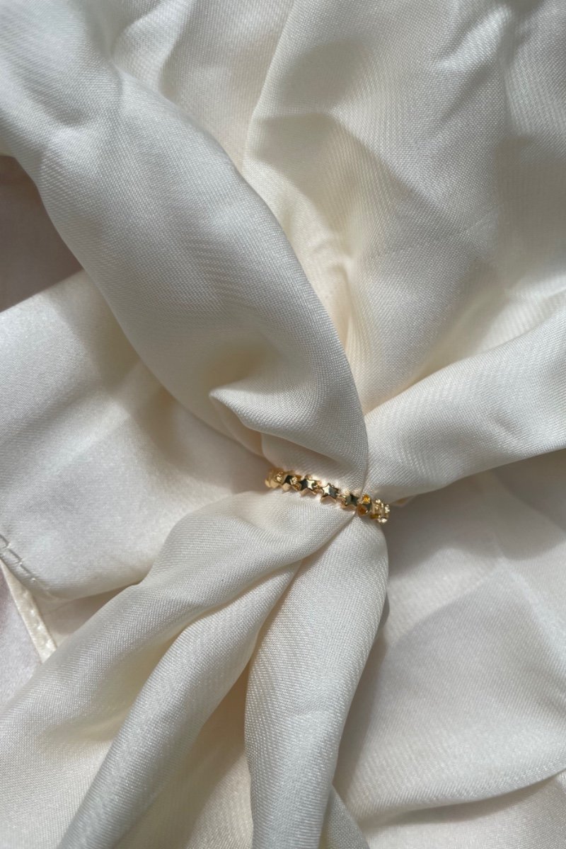 Anel Estrela Roliço Inspired em Banho de Ouro