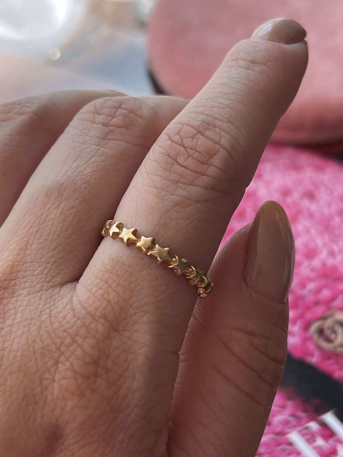 Anel Estrela Roliço Inspired em Banho de Ouro