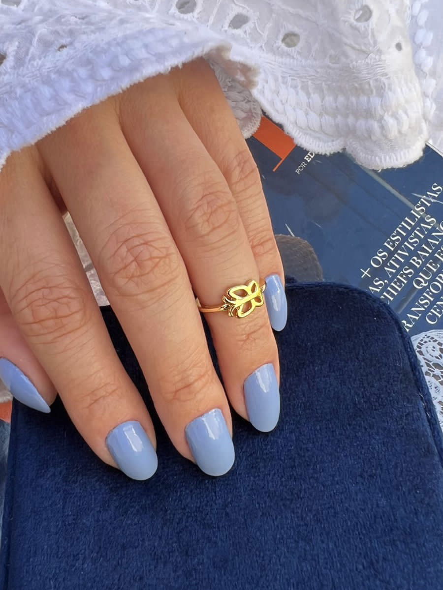 Anel Falange Borboleta Regulável em Banho de Ouro