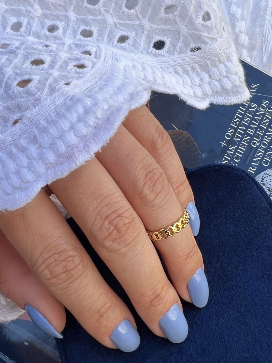 Anel Falange Corrente Regulável em Banho de Ouro