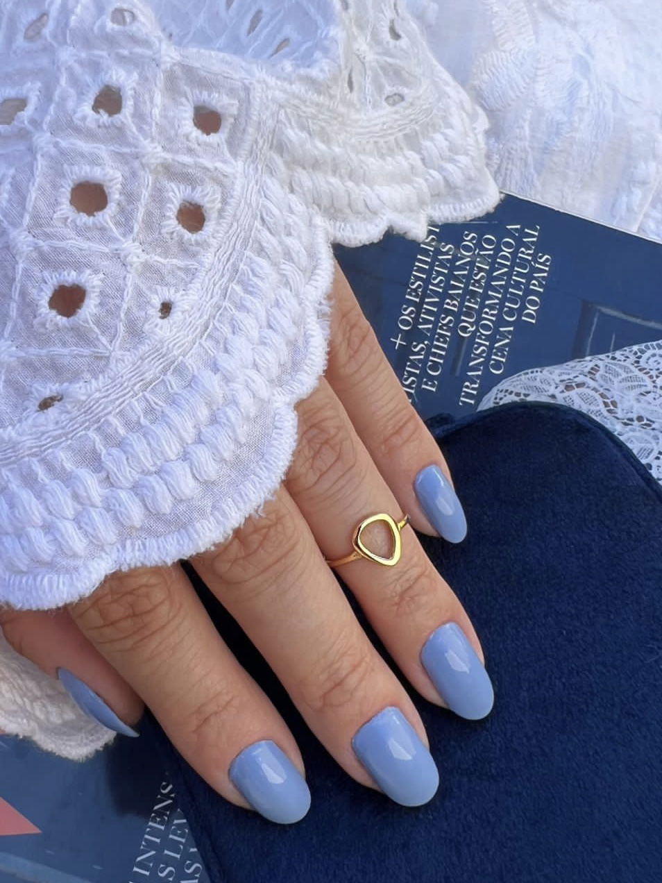 Anel Falange Gota Lisa Regulável em Banho de Ouro