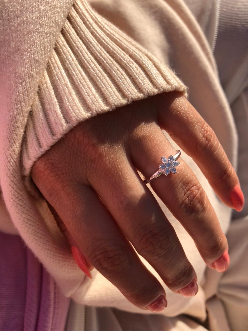 Anel Flor Inspired Banho Prata