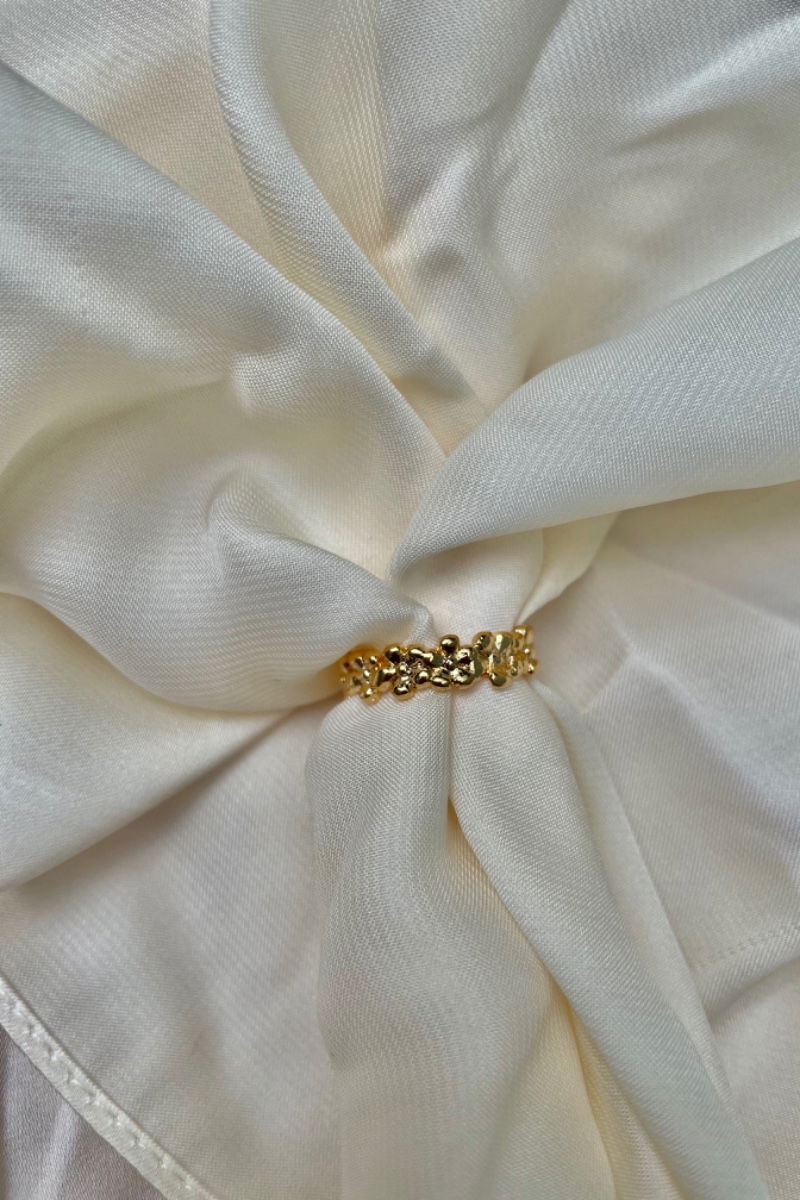 Anel Flores Roliço em Banho de Ouro