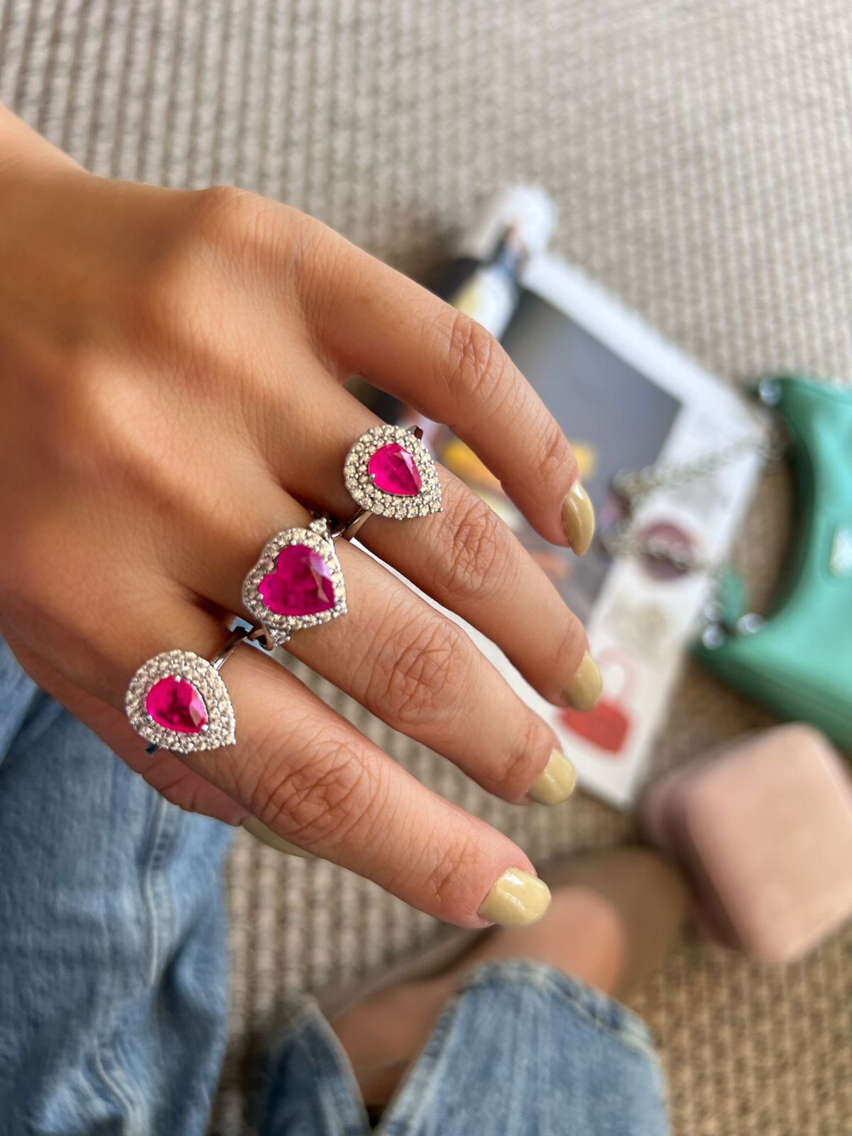 Anel Gota Fusion Pink com Zircônia Cristal em Banho de Ródio Branco