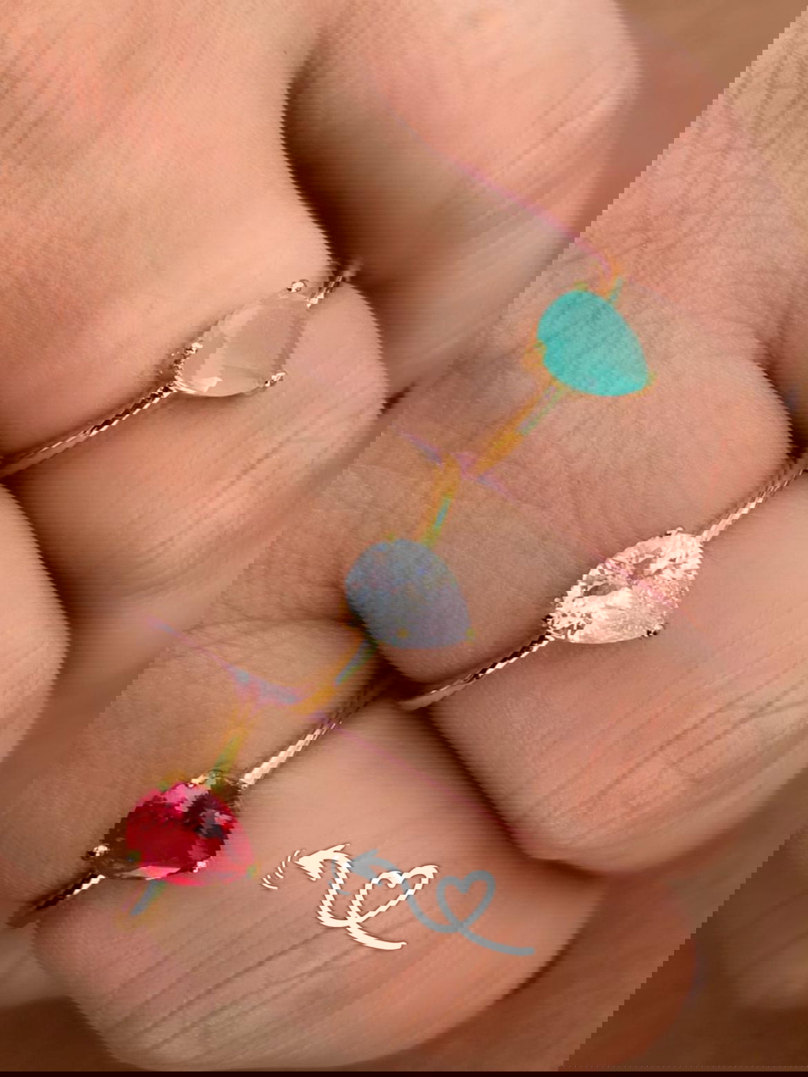 Anel Gota Turmalina Rosa em Banho de Ouro