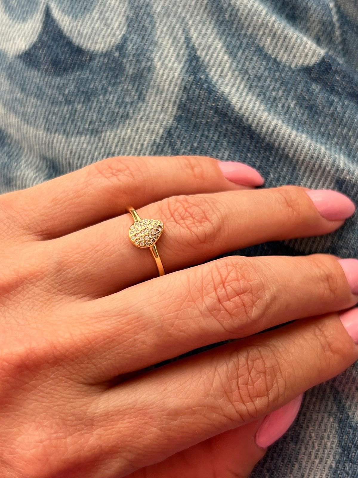 Anel Gotinha com Zircônia Cristal em Banho de Ouro