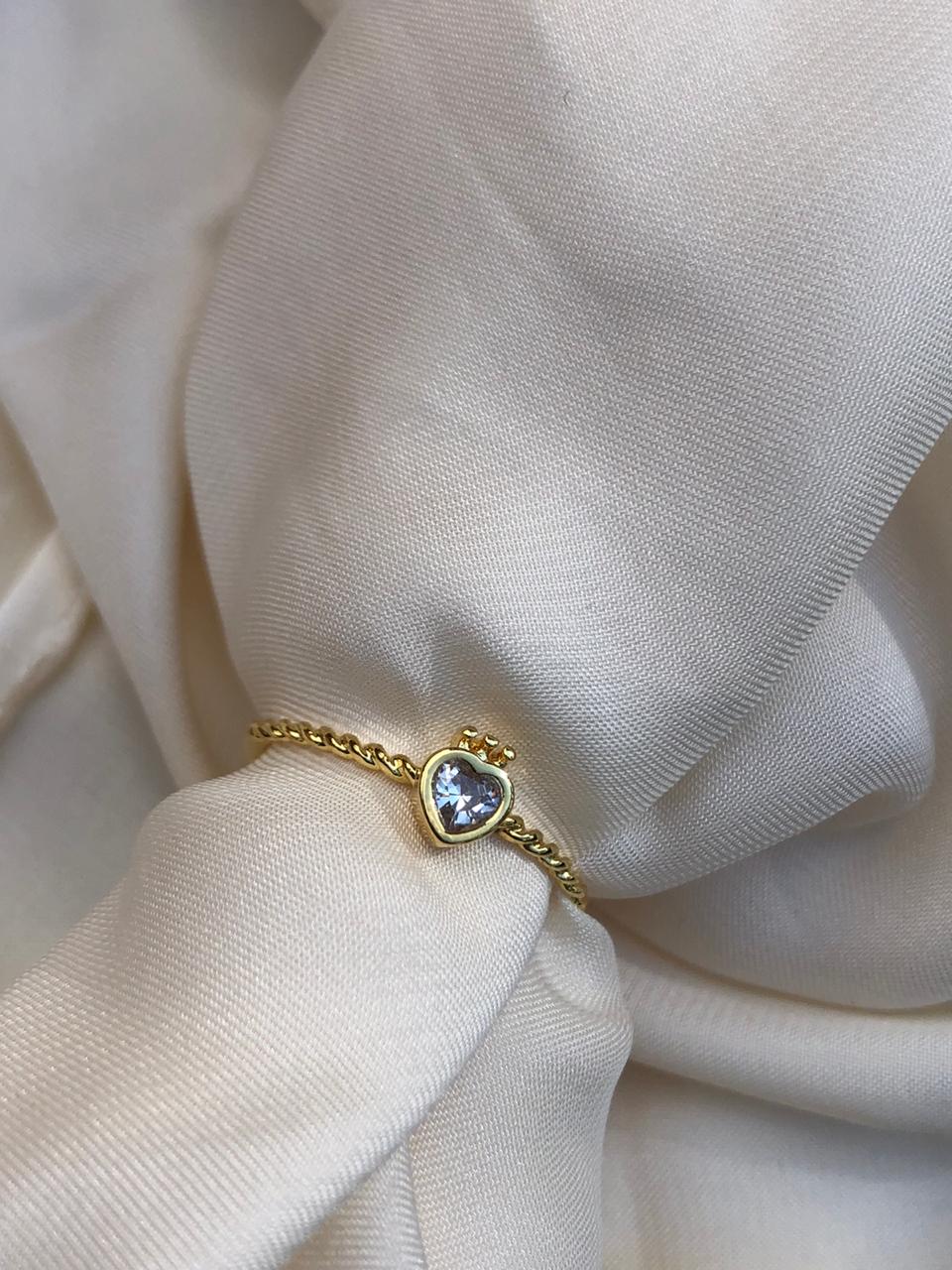 Anel Inspired Coração em Banho de Ouro