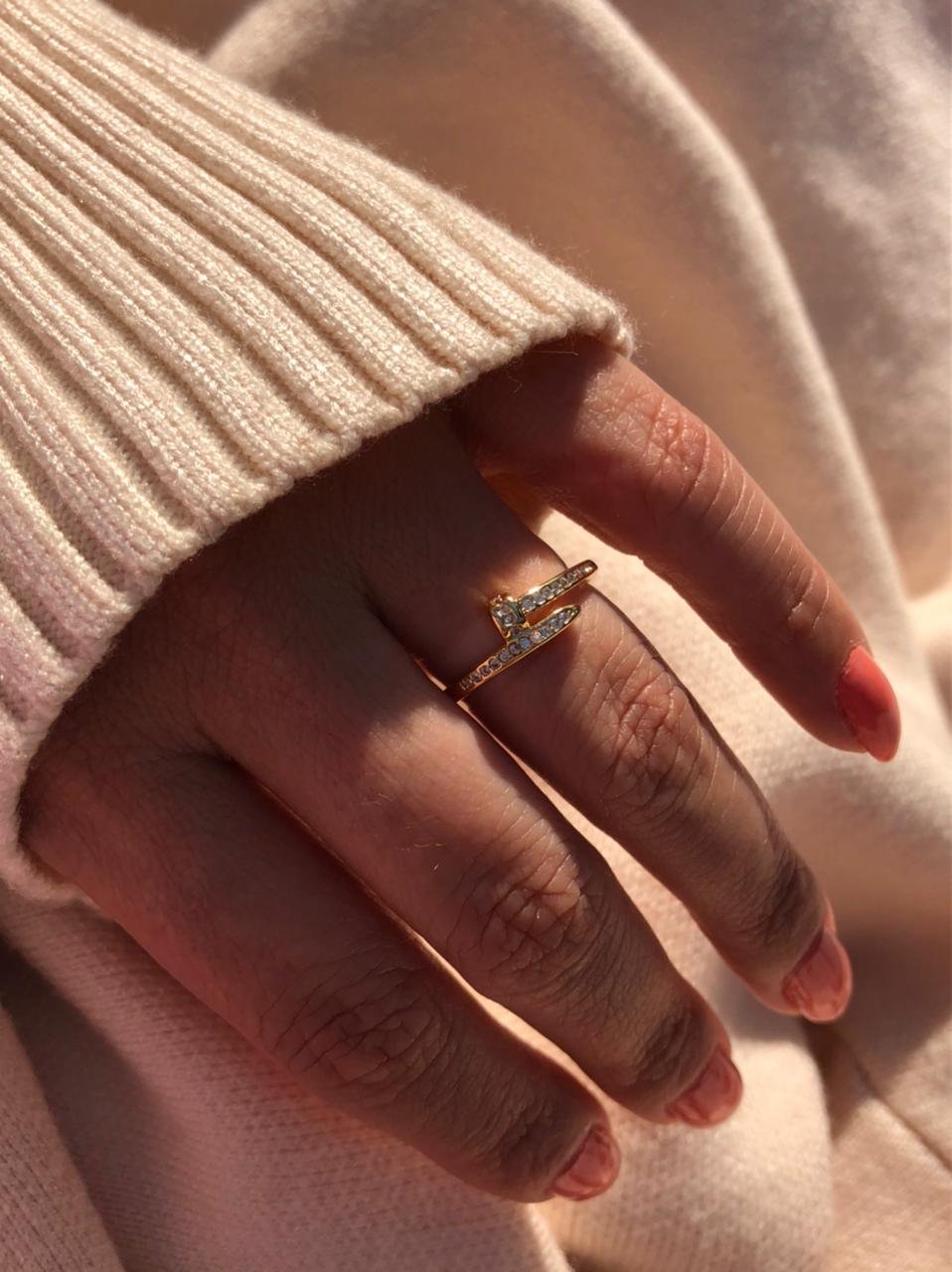 Anel Inspired Prego em Banho de Ouro