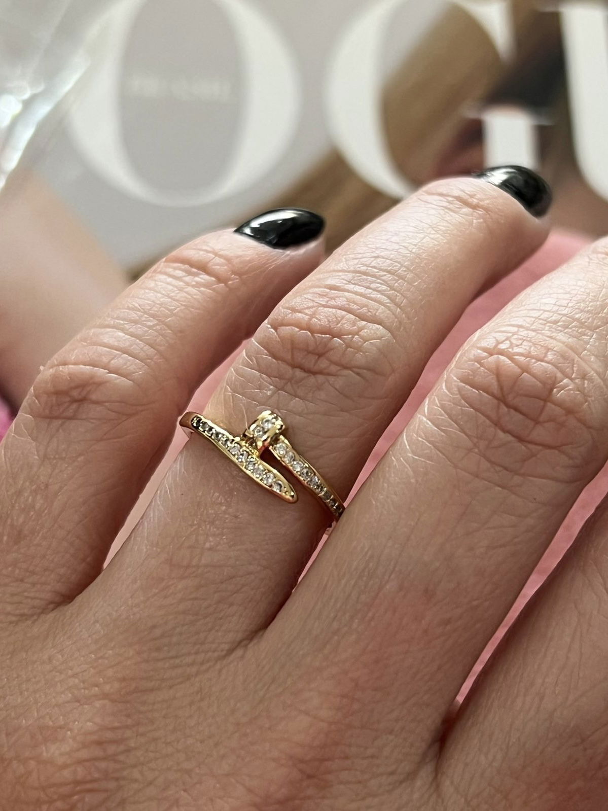 Anel Inspired Prego em Banho de Ouro