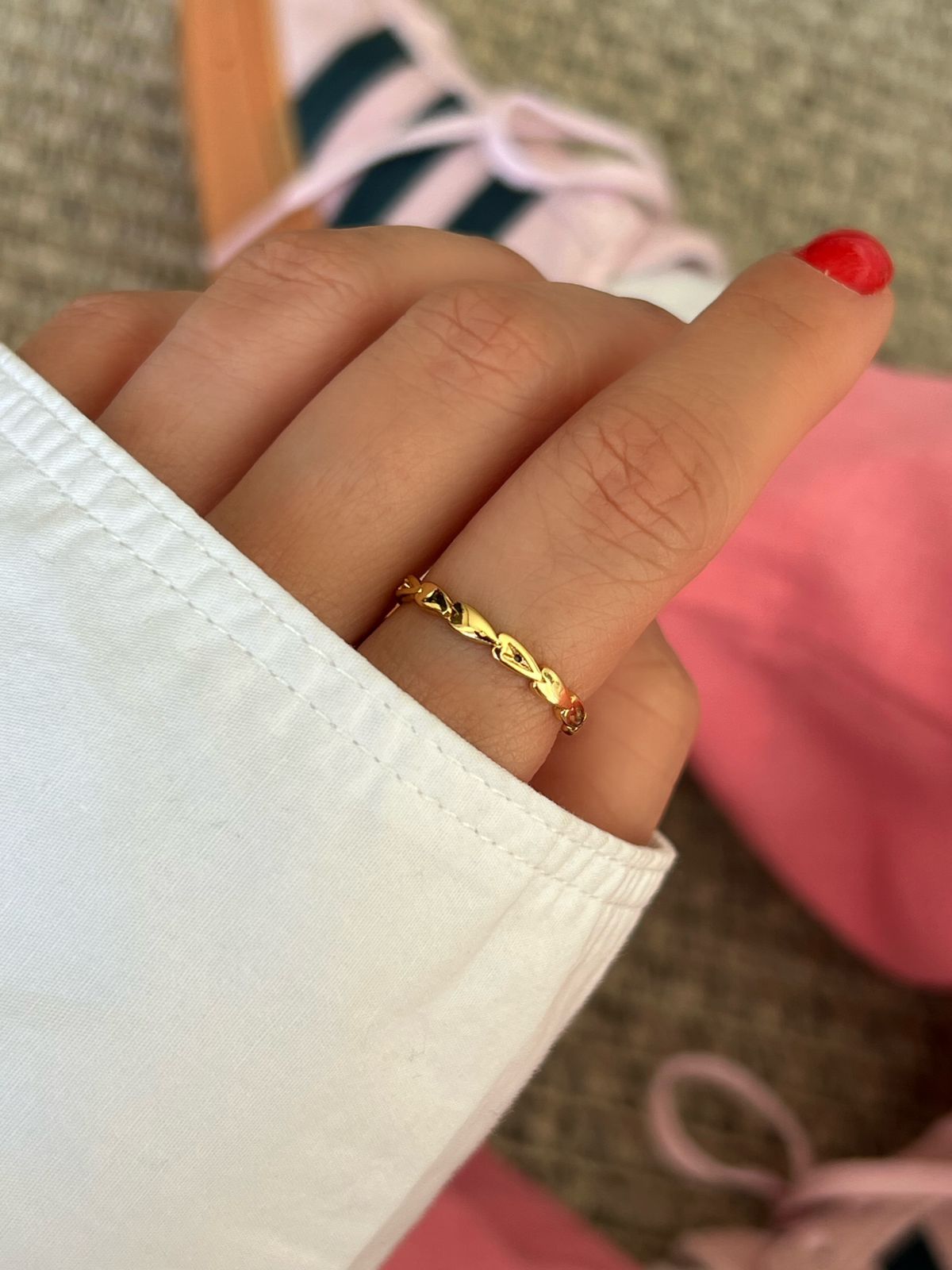 Anel Mini Corações em Banho de Ouro