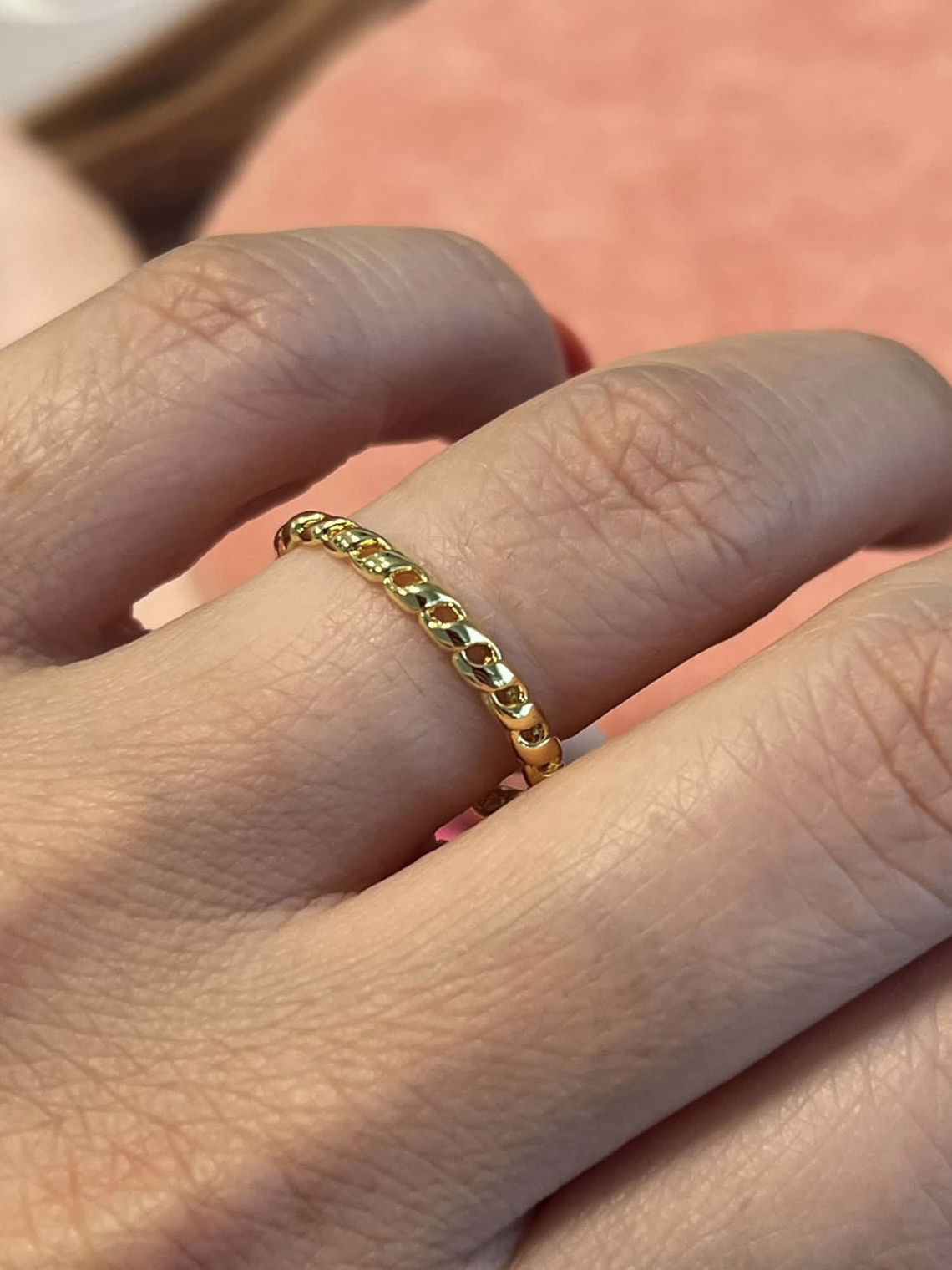 Anel Mini Corrente em Banho de Ouro