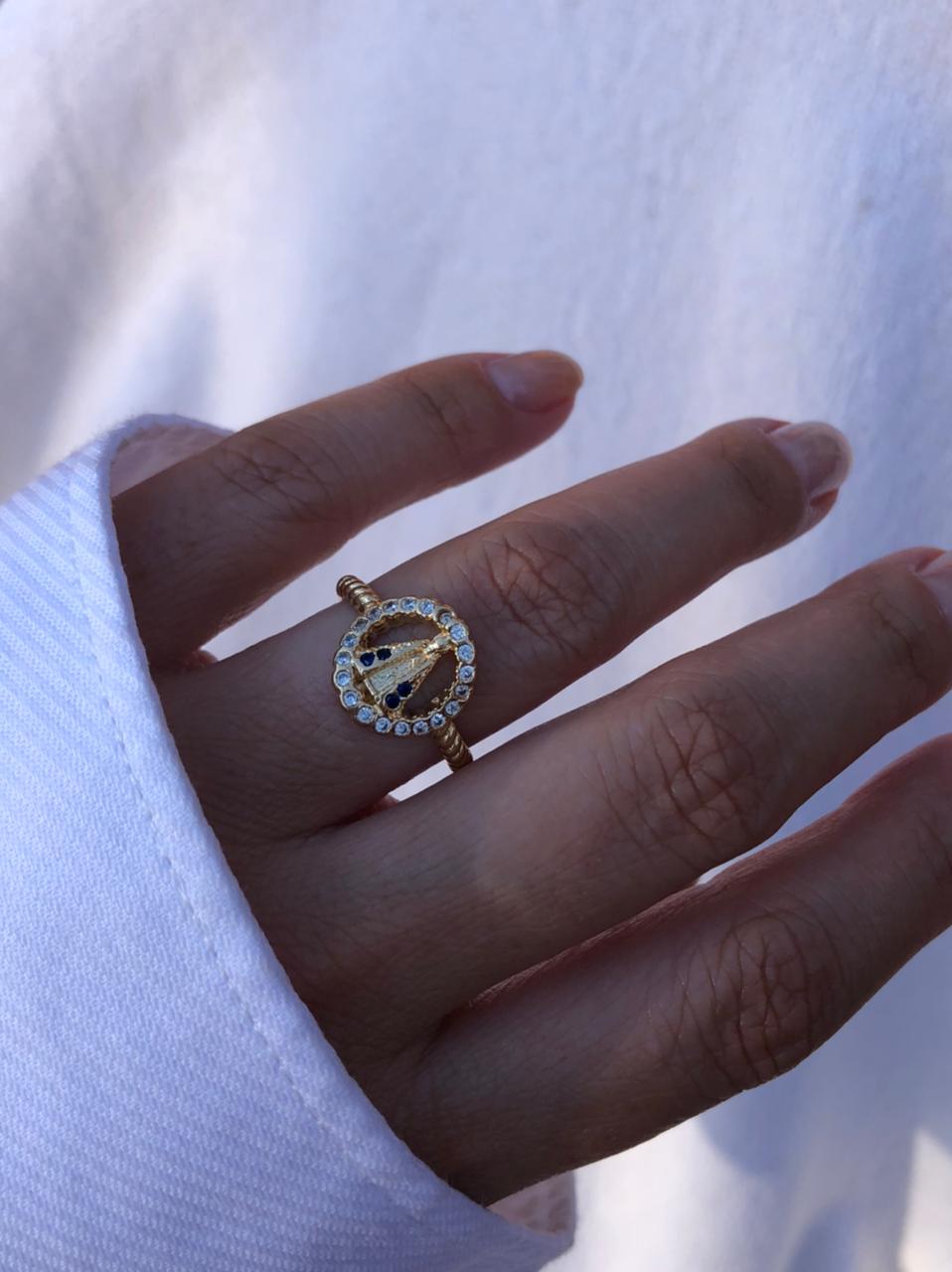 Anel Nossa Senhora Aparecida em Banho de Ouro