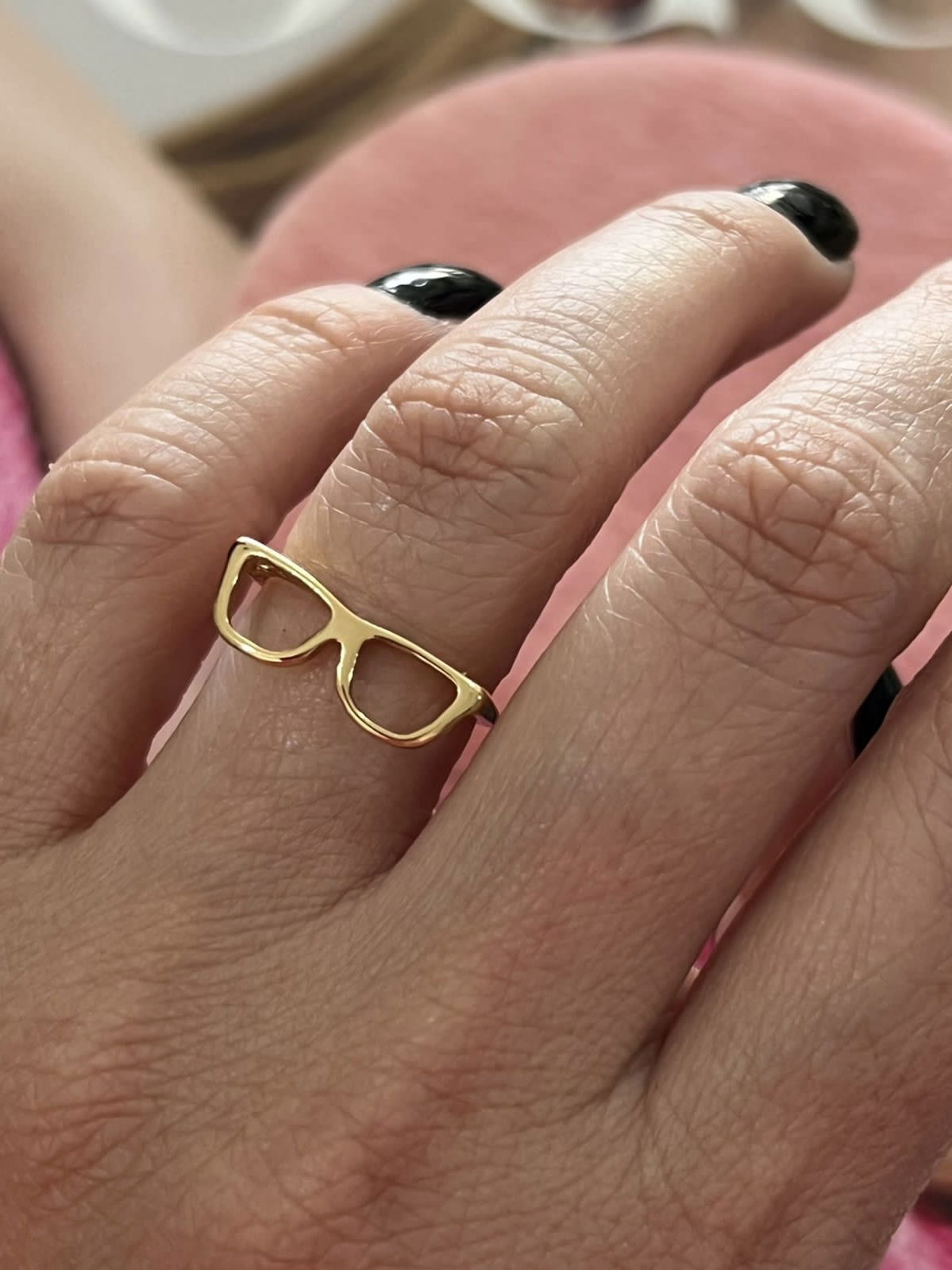 Anel Óculos em Banho de Ouro