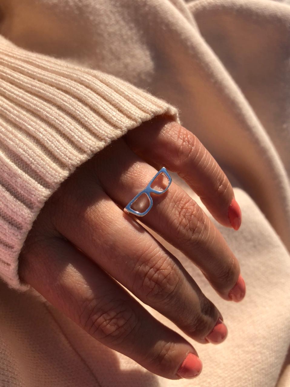 Anel Óculos em Banho de Prata