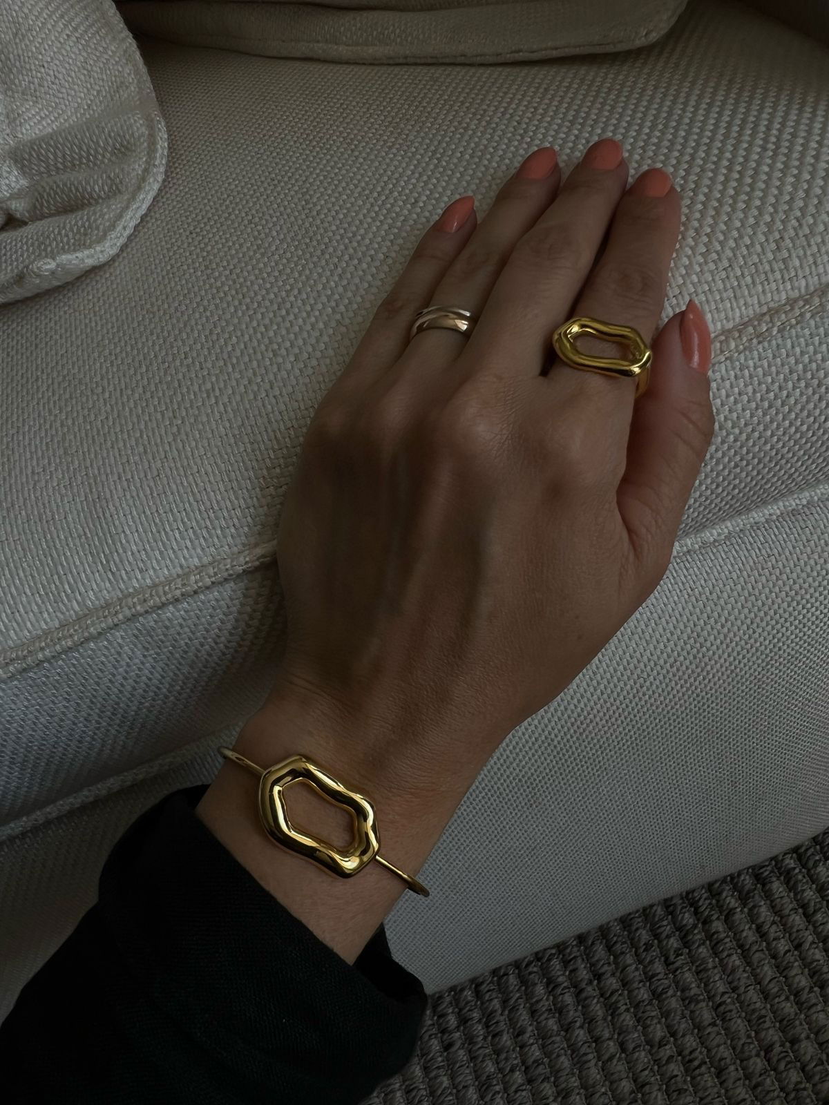 Anel Orgânico em Banho de Ouro