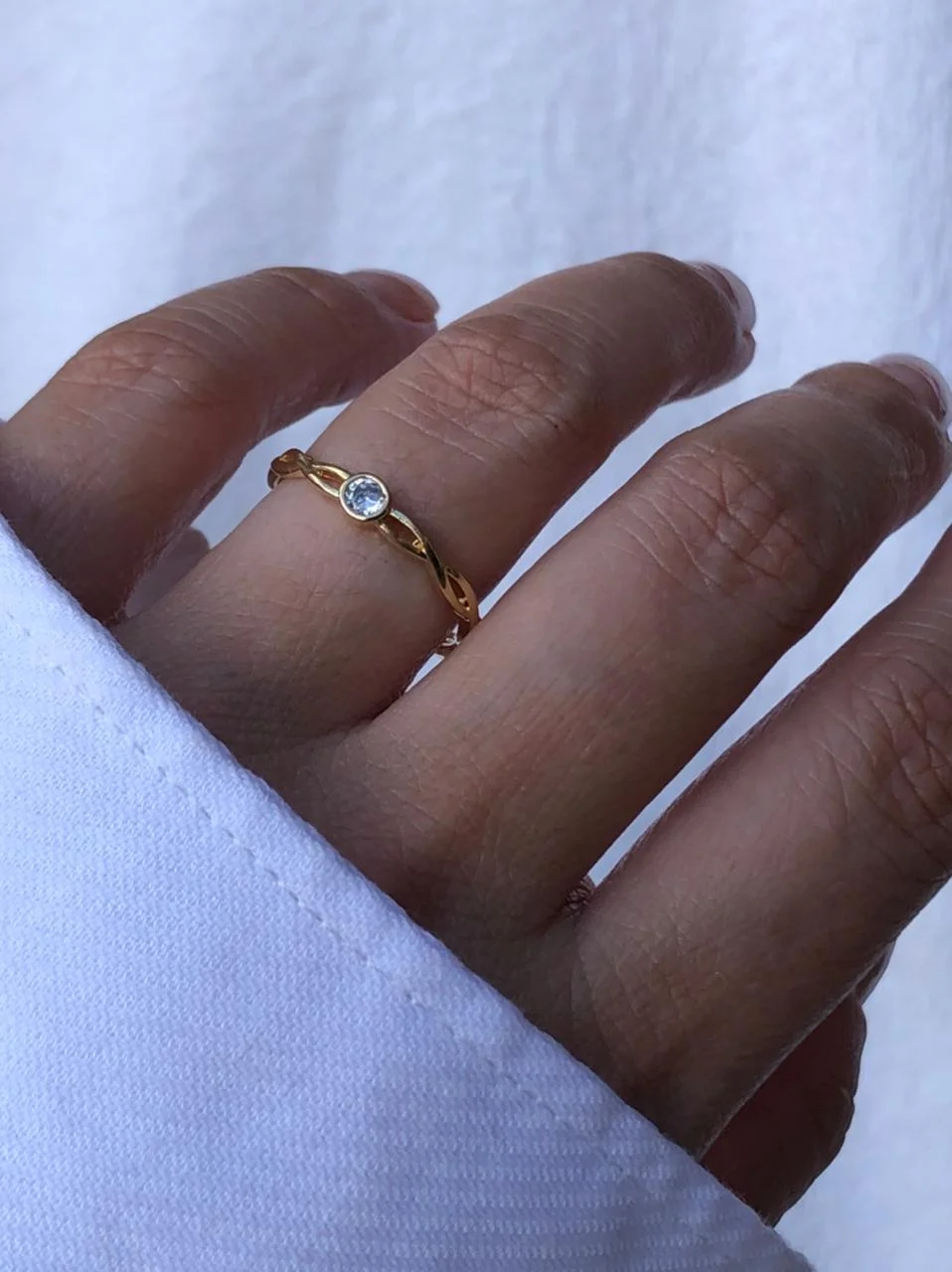 Anel Ponto de Luz em Banho de Ouro