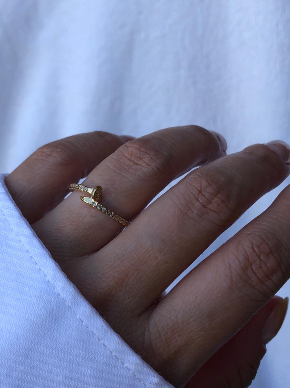 Anel Prego com Micro Zircônia Inspired em Banho de Ouro