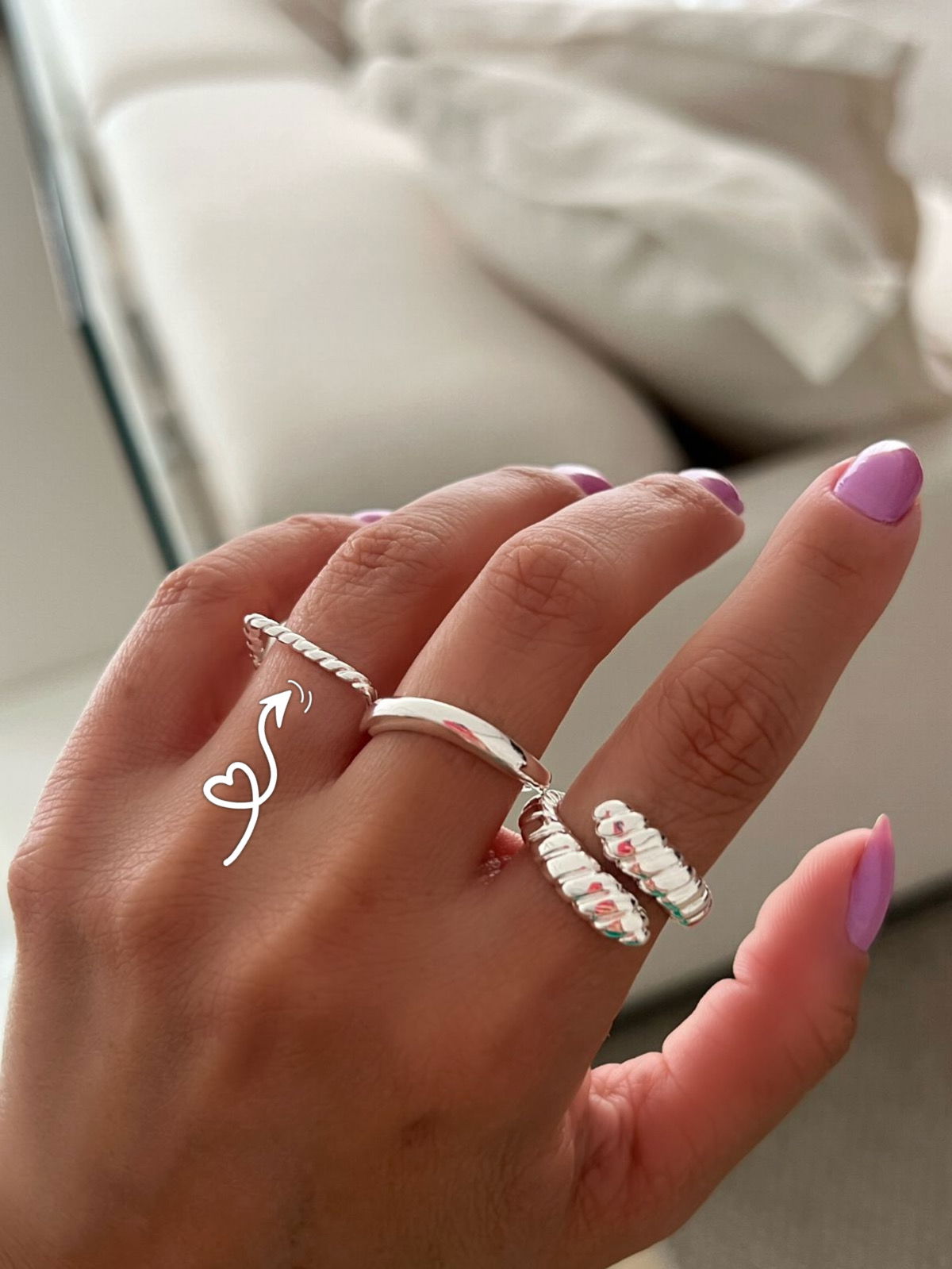 Anel Quadrado Cordinha em Banho de Prata