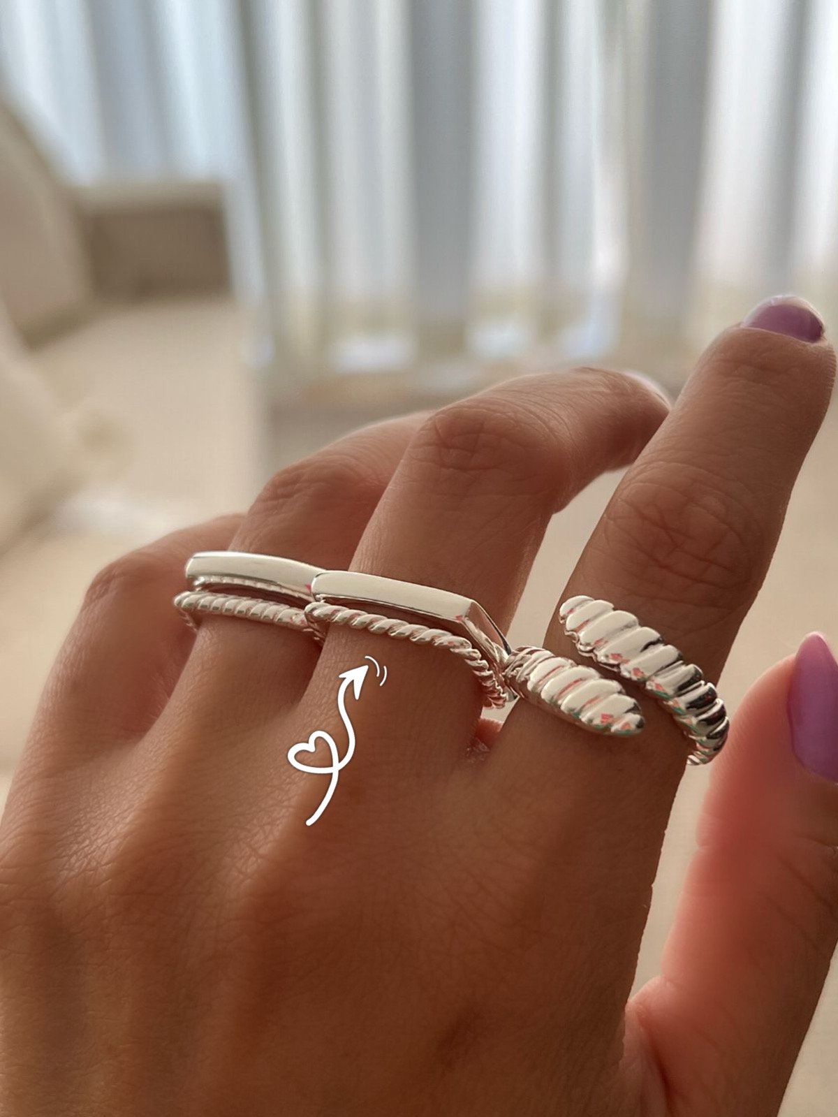 Anel Quadrado Cordinha em Banho de Prata