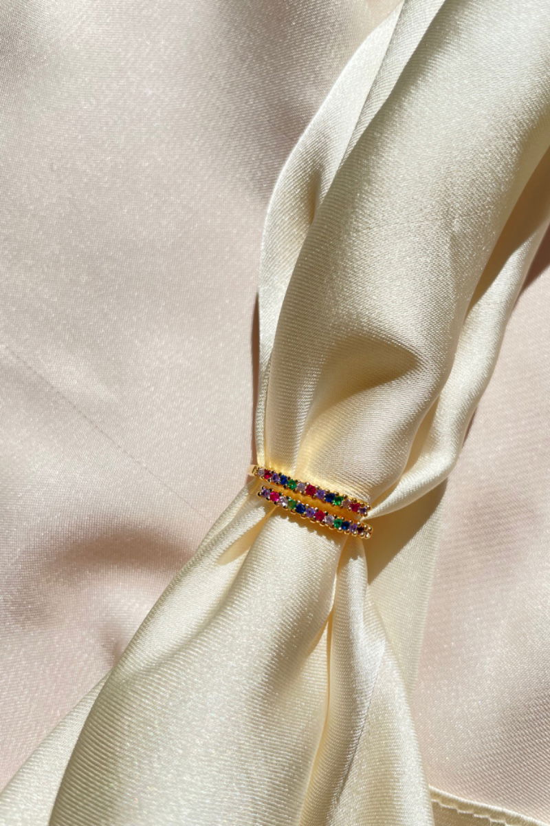 Anel Regulável Colors em Banho de Ouro