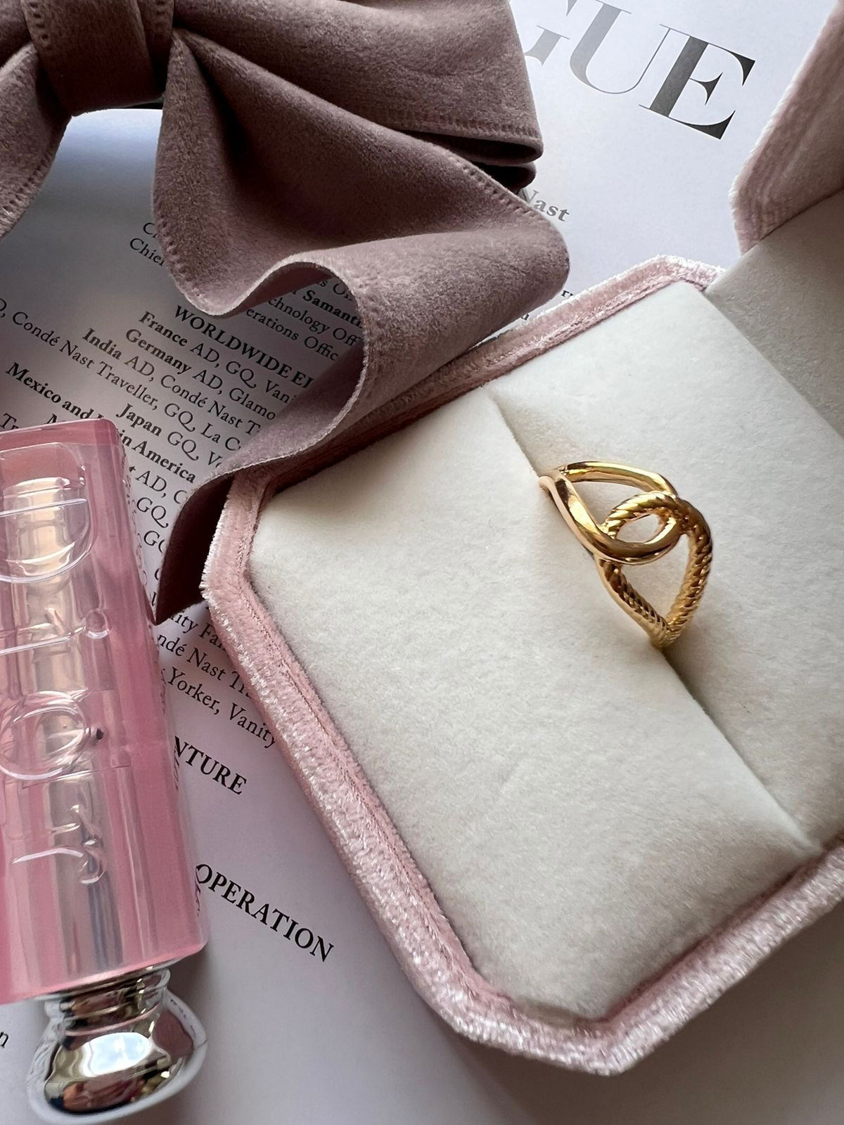 Anel Regulável Elo em Banho de Ouro