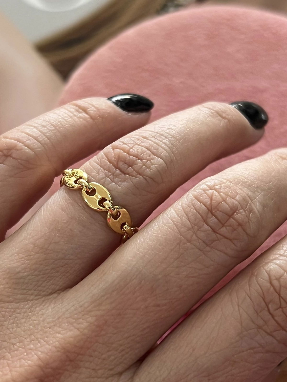 Anel Regulável Lacre Inspired em Banho de Ouro