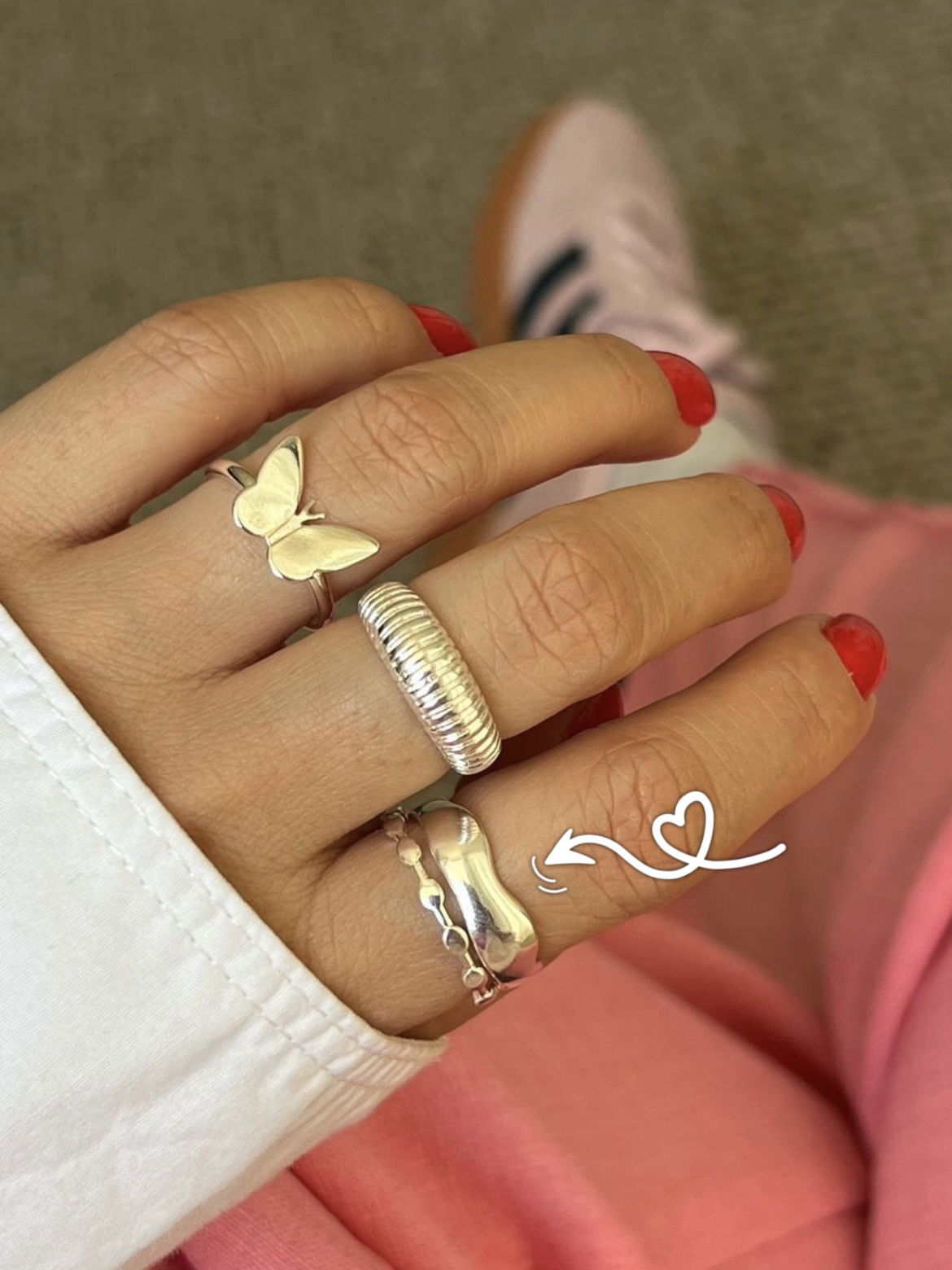 Anel Regulável Ondulado Grosso em Banho de Prata