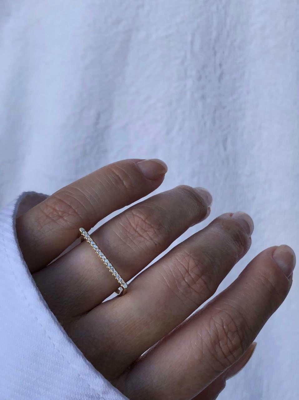 Anel Reto em Cima Inspired em Banho de Ouro