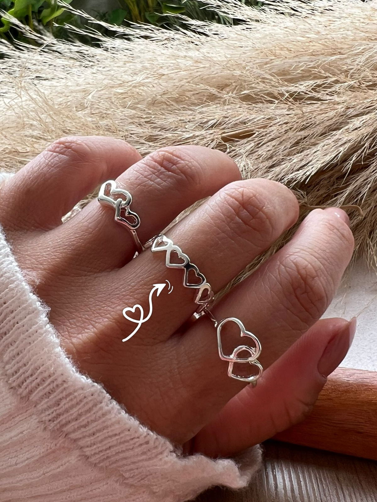 Anel Roliço Coração em Prata 950