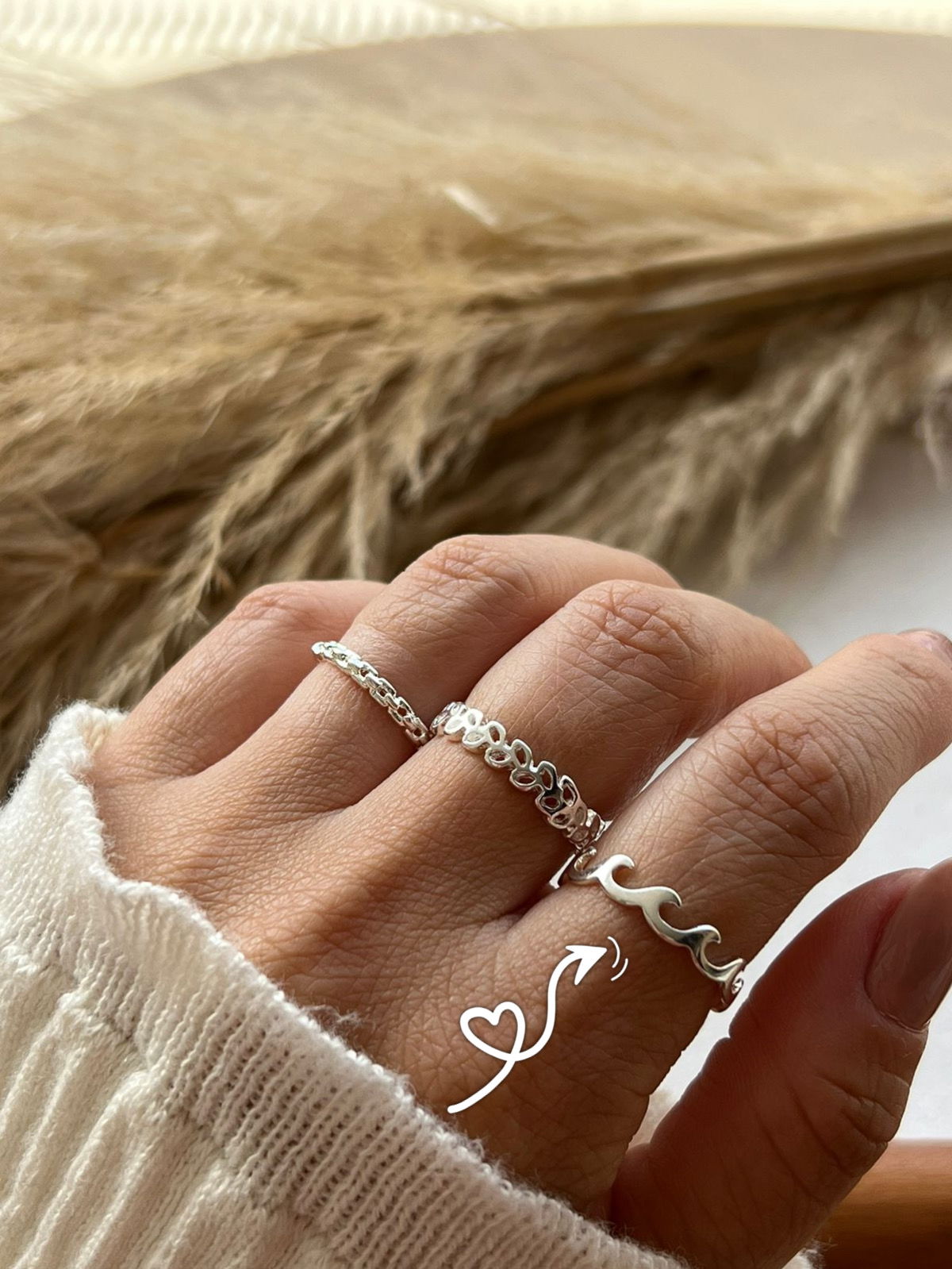 Anel Roliço Ondas em Prata 950