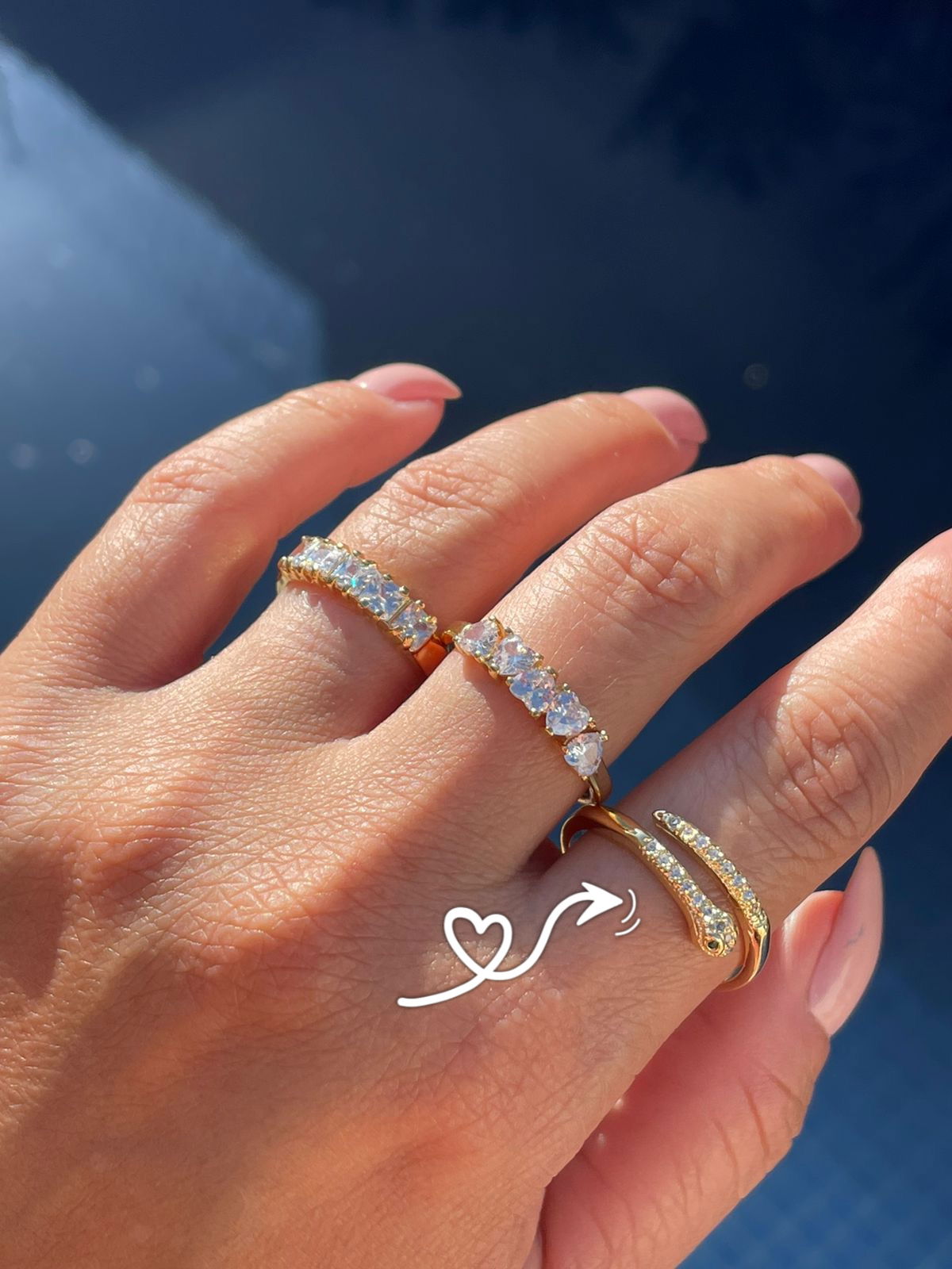 Anel Serpente com Olho Verde em Banho de Ouro