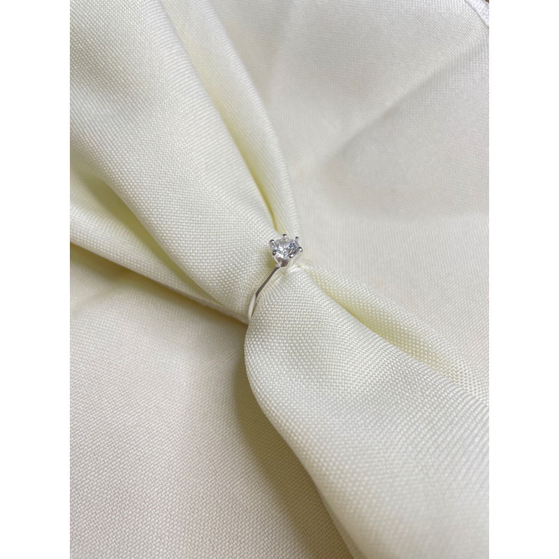 Anel Solitário 6 Garras Prata 950