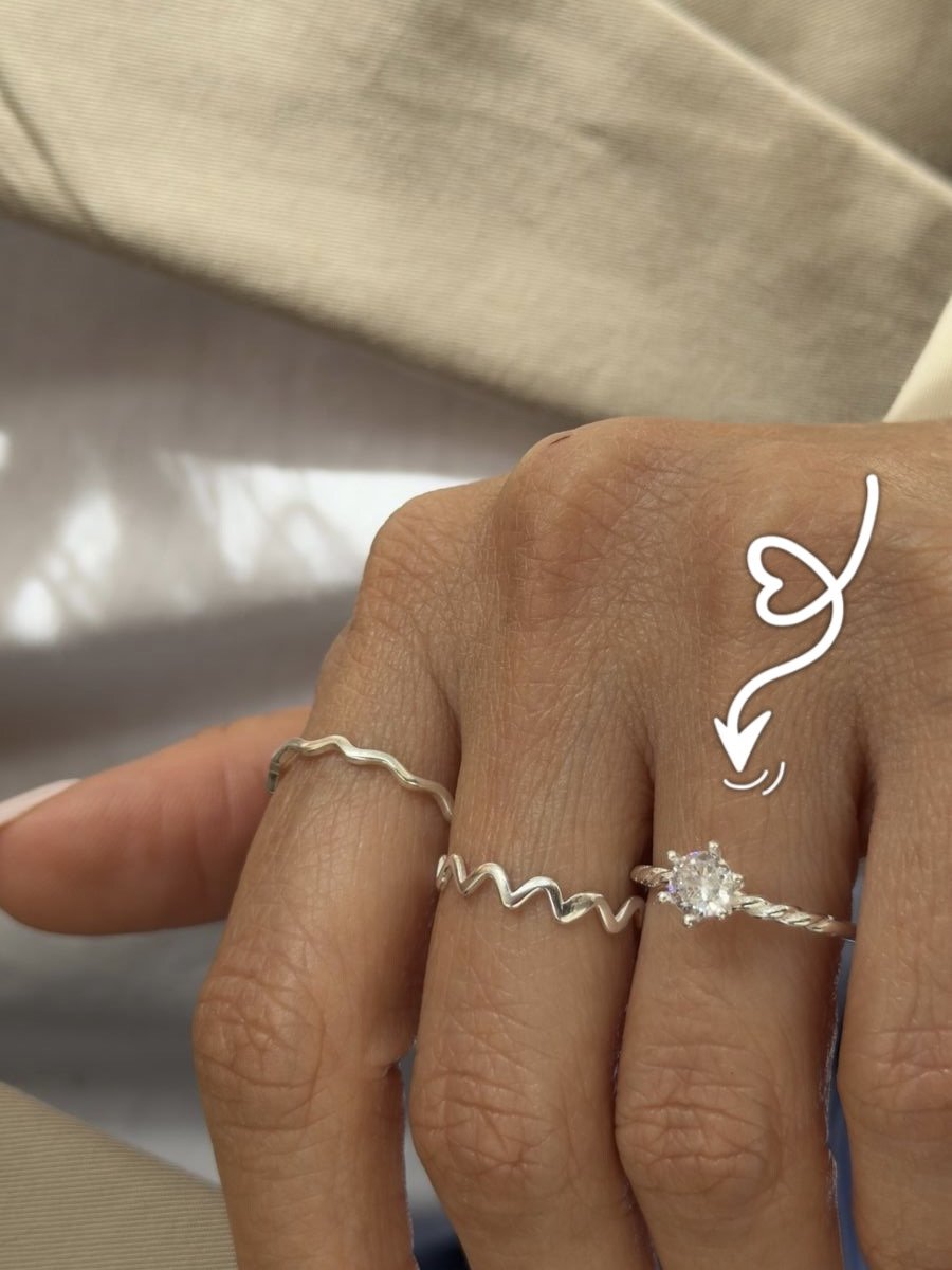 Anel Solitário com Zircônia 6mm em Prata 950