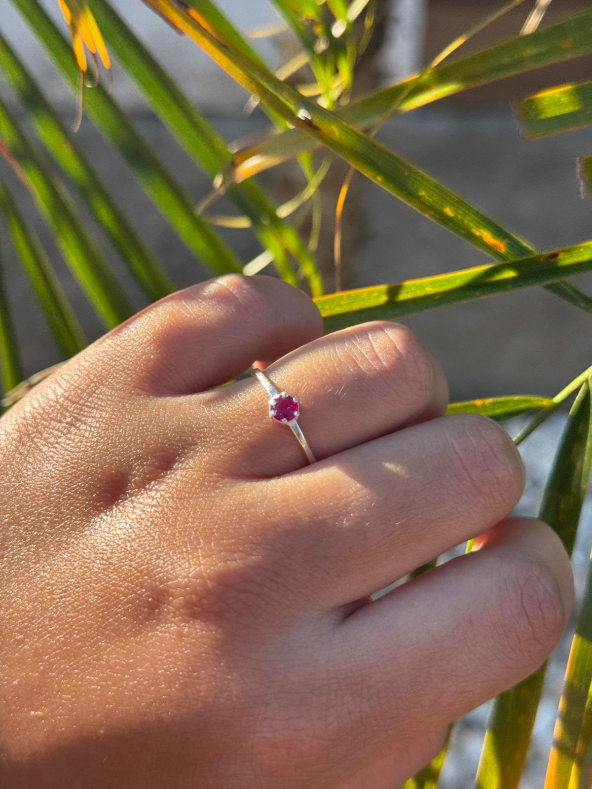 Anel Solitário com Zircônia Pink em Prata 950