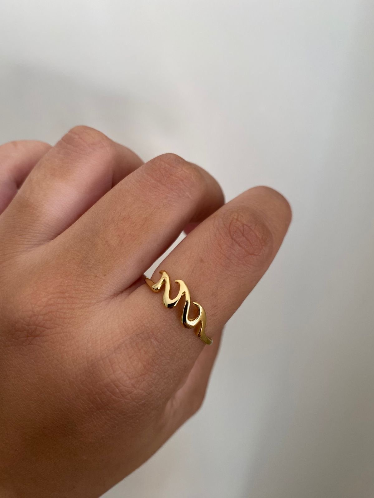 Anel Três Ondas em Banho de Ouro