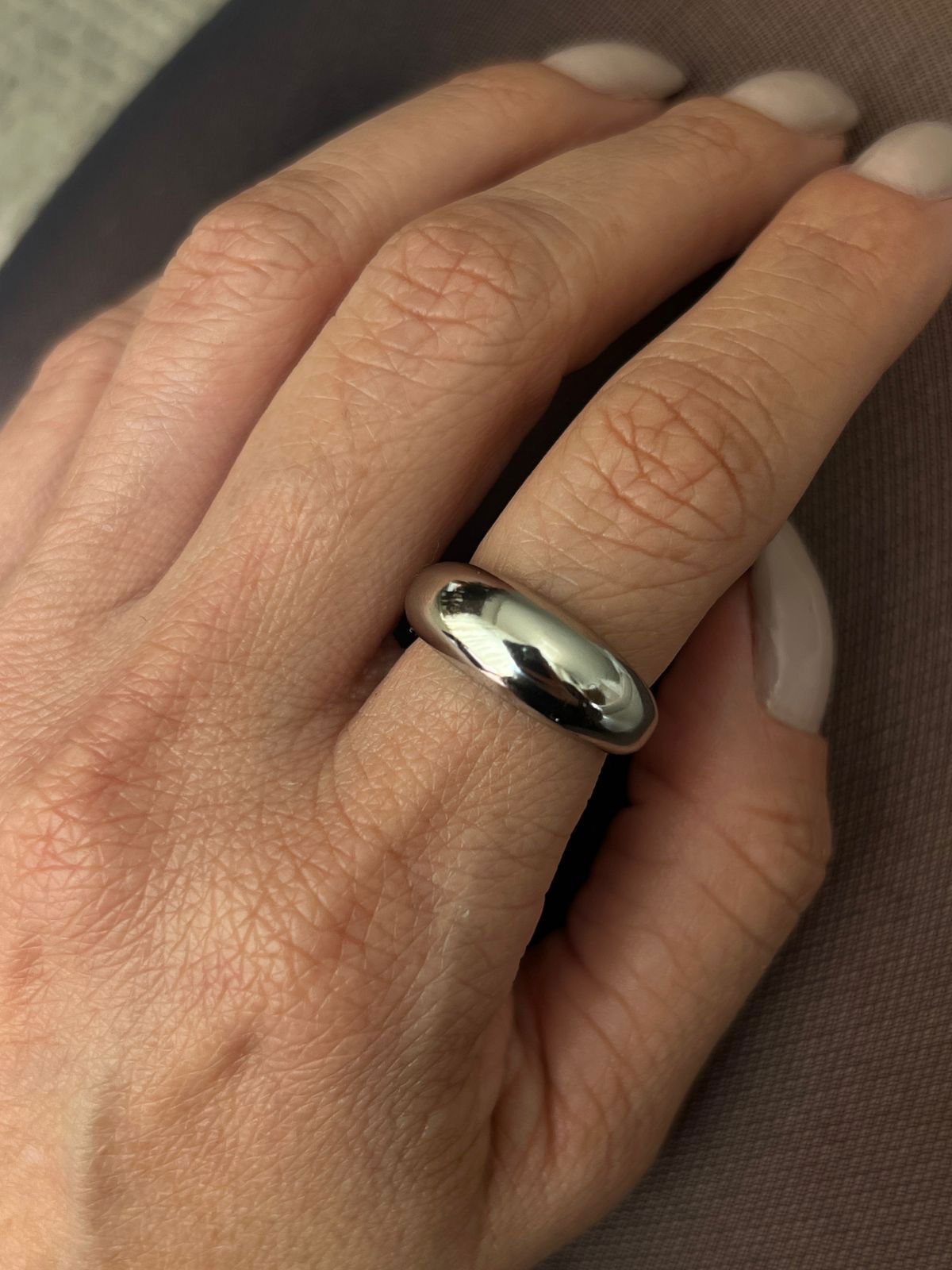 Anel Vintage Liso em Banho de Ródio Branco