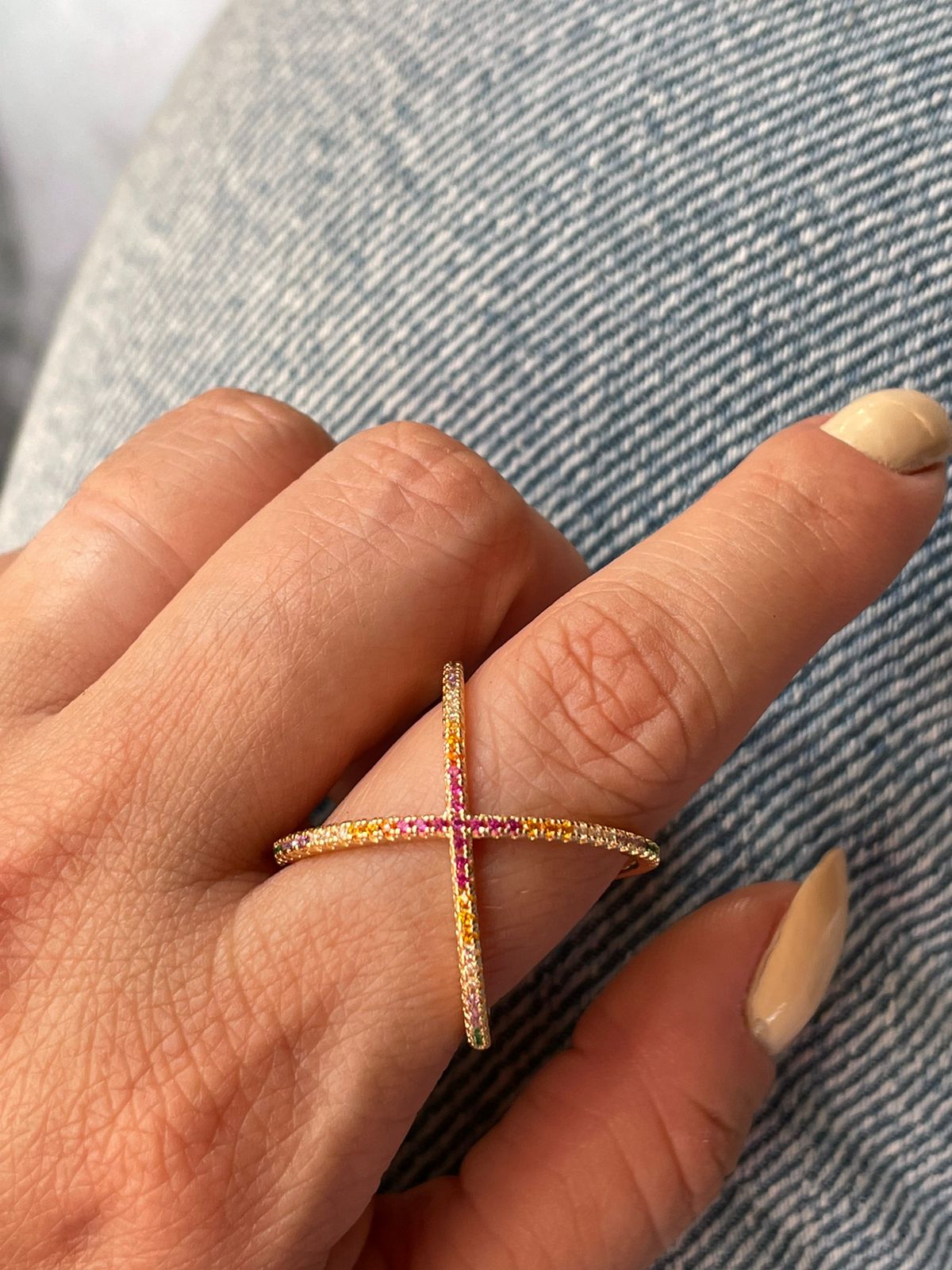 Anel X Colors em Banho de Ouro