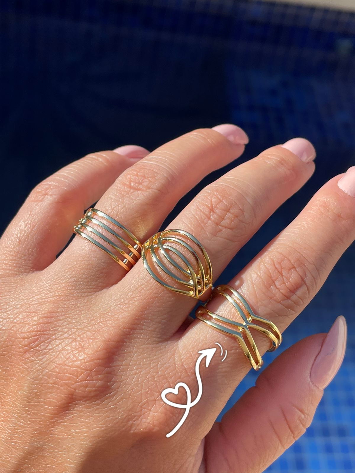 Anel X Liso em Banho de Ouro