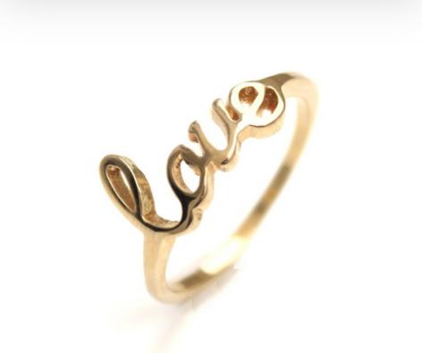 Anel Love Inspired em Banho de Ouro