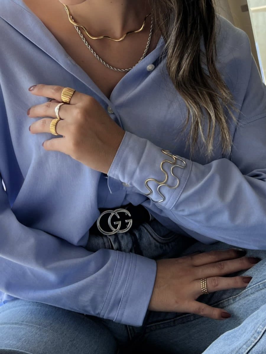 Bracelete com Ondas em Banho de Ródio Branco