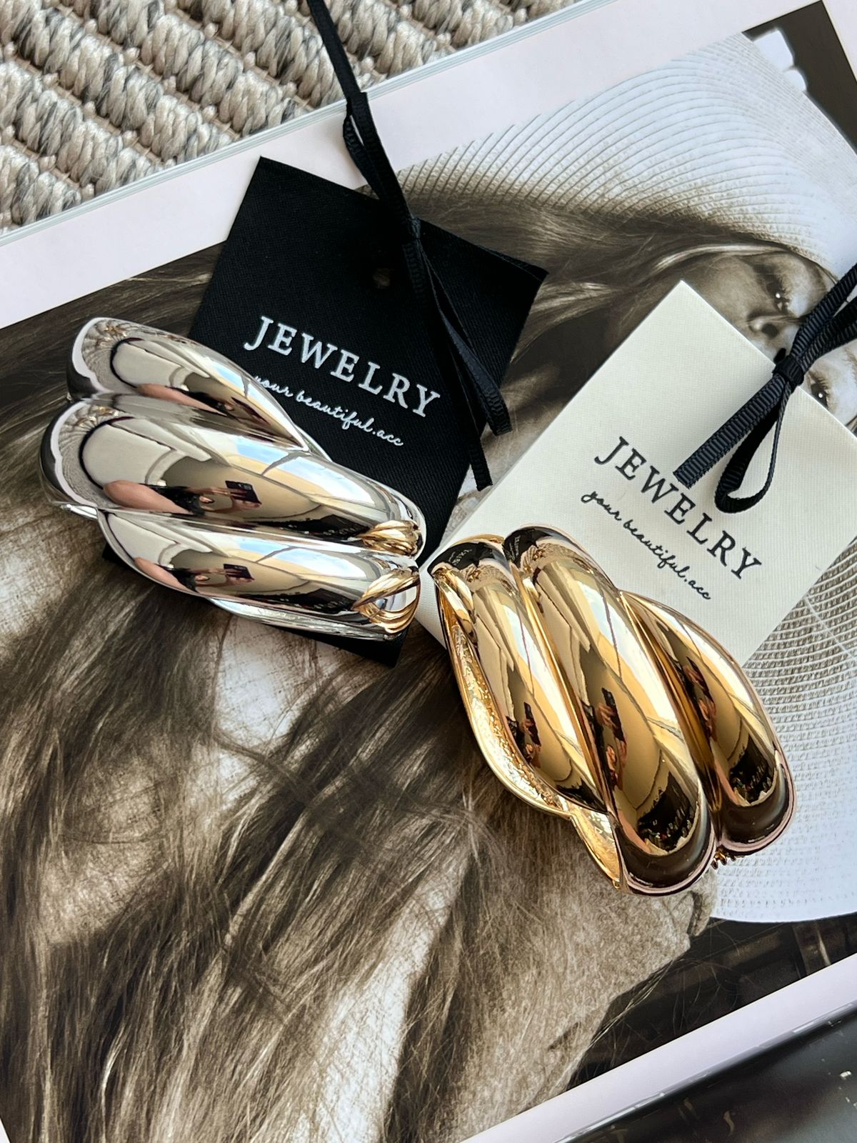 Bracelete Croissant em Banho de Ródio Branco