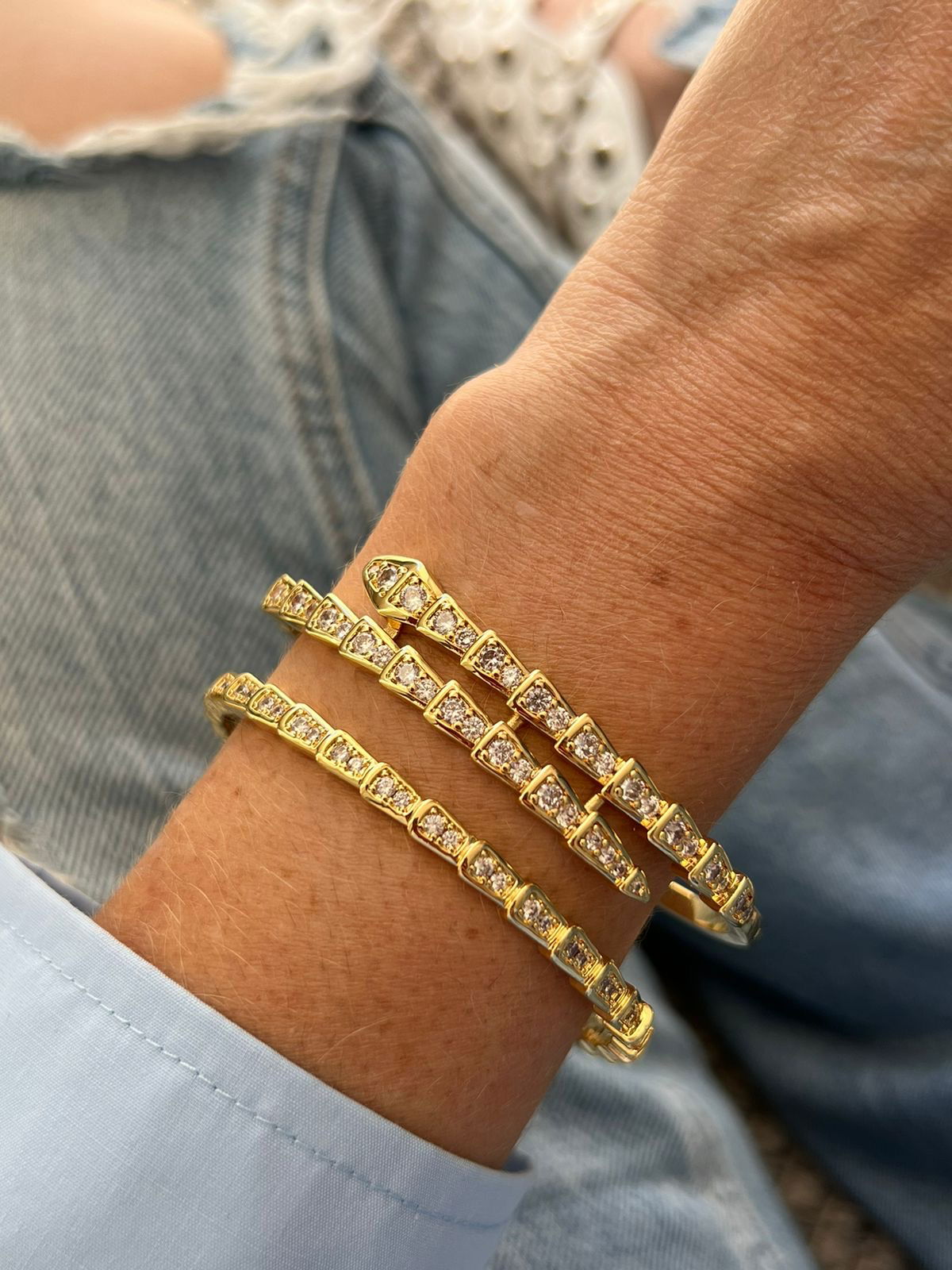 Bracelete Inspired com Zircônia em Banho de Ouro