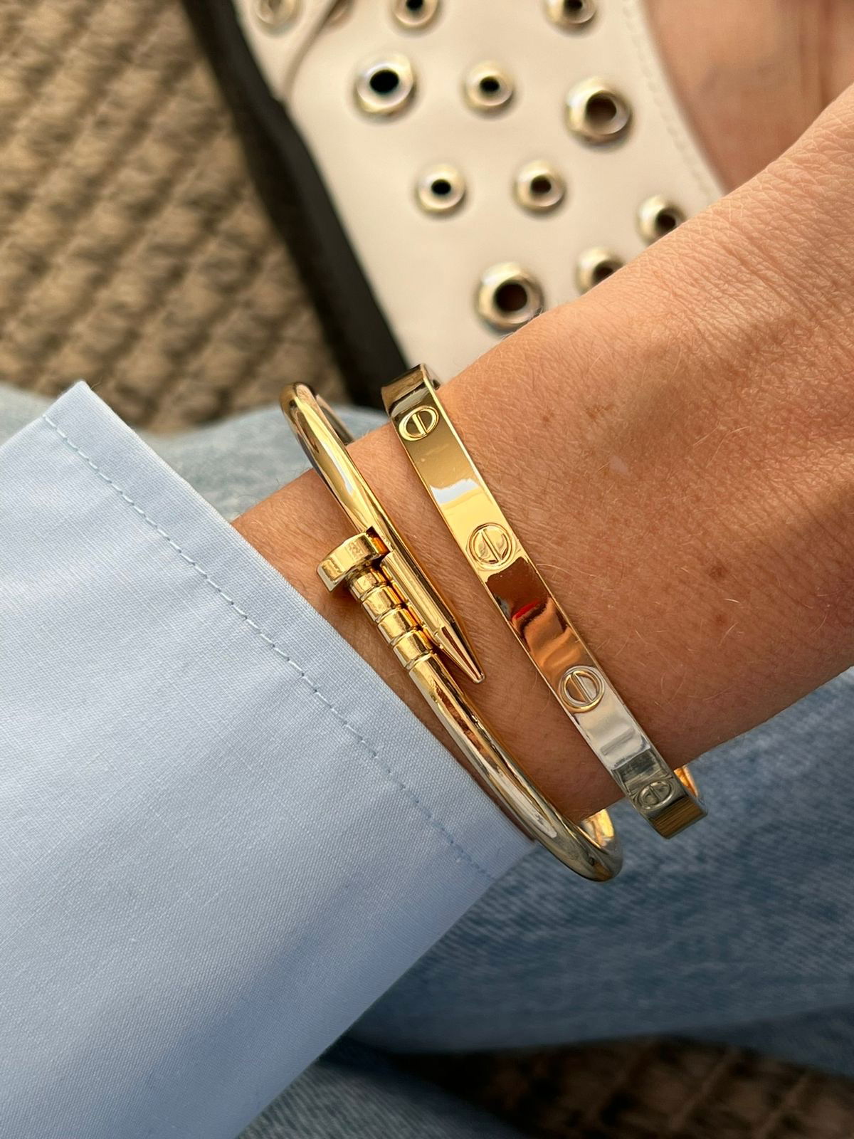 Bracelete Prego Liso em Banho de Ouro