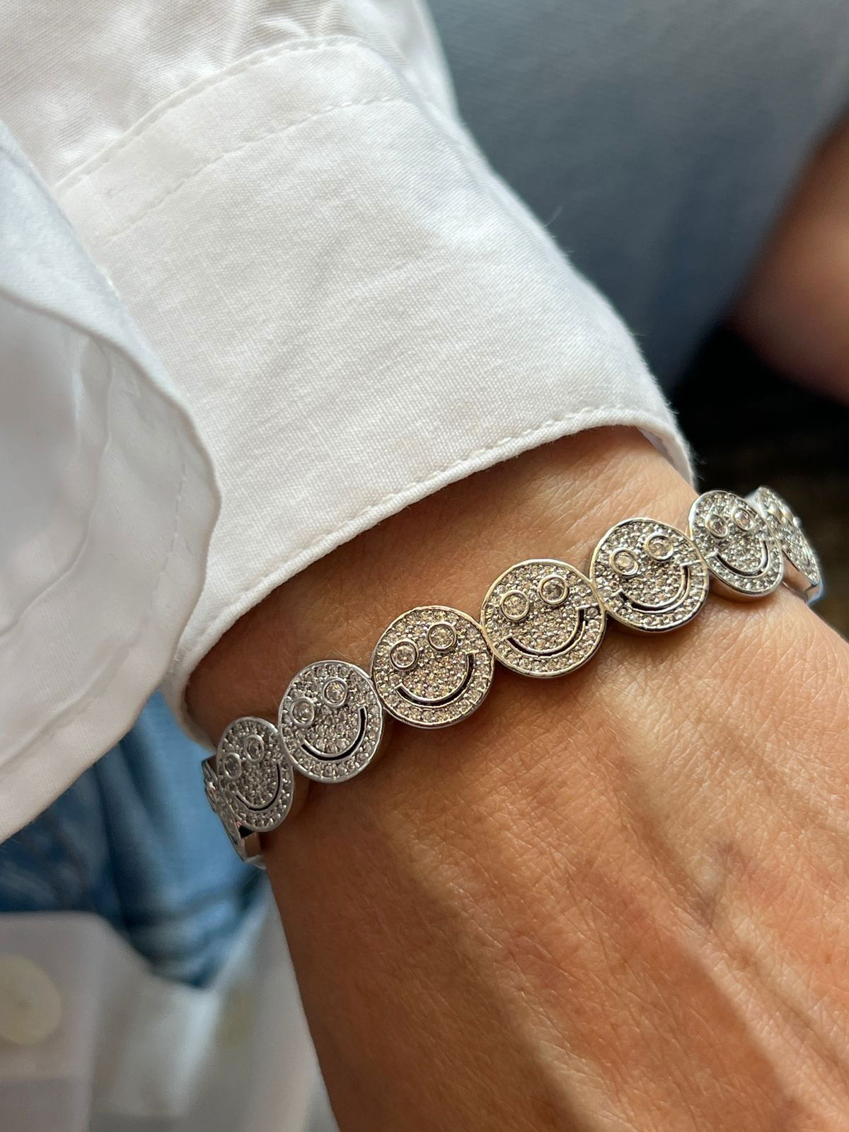 Bracelete Smile com Zircônia Cristal em Banho de Ródio Branco