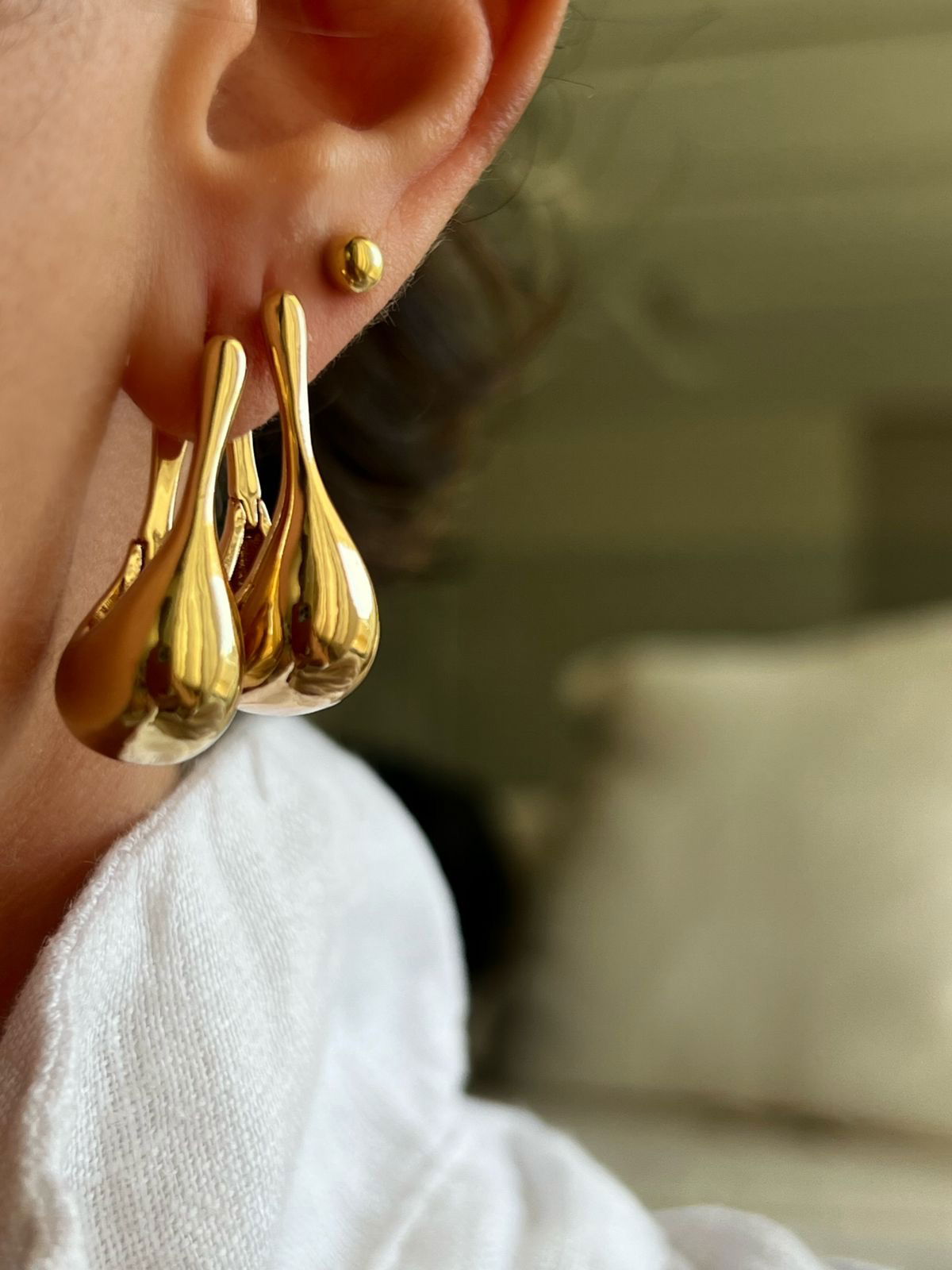 Brinco Argola Orgânico em Banho de Ouro